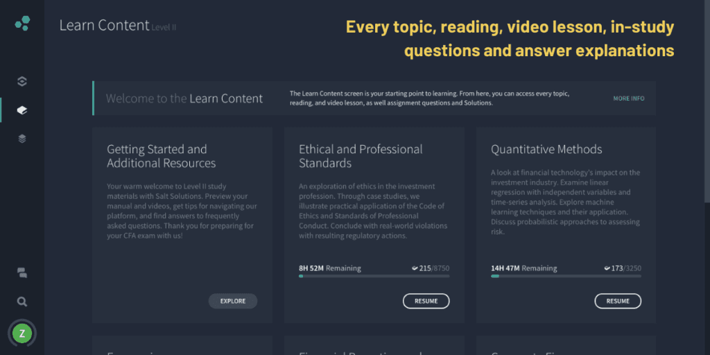 Salt Solutions CFA Learn Content