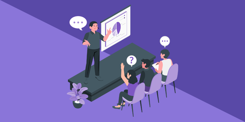 Instructor answering accounting sutudent's questions
